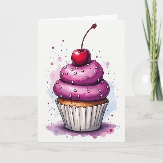 Süße Cupcake-Kunstkarte Karte (Vorderseite)