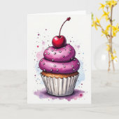Süße Cupcake-Kunstkarte Karte (Gelbe Blume)