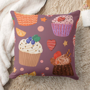 Süße Cupcakes & Dessert-Leckereien Muster Kissen