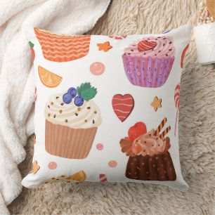Süße Cupcakes & Dessert-Leckereien Muster Kissen