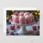 Süße Cupcakes mit Herzen Valentinstag Postkarte (Vorne/Hinten)