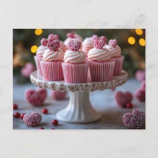 Süße Cupcakes mit Herzen Valentinstag Postkarte (Vorderseite)