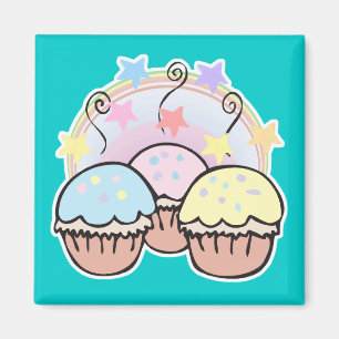 süße Cupcakes und Sterne Magnet