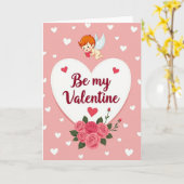 Süße Cupid Valentinstag-Herzen Karte (Gelbe Blume)