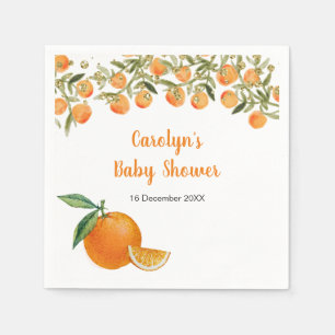 Süße Cutie Orange Baby Shower Serviette