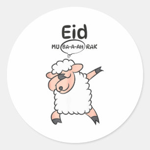 Süße Dabbing-Schafe Eid Mu-ba-a-ah-rak Eid Al Adha Runder Aufkleber