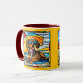 Süße Dachshund-Buntglas-Kaffeetasse Tasse (Vorderseite Links)