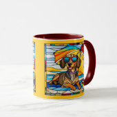 Süße Dachshund-Buntglas-Kaffeetasse Tasse (VorderseiteRechts)