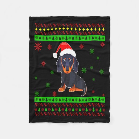 Süße Dachshund Langhundemutter Frohe Weihnachten N Fleecedecke (Vorderseite)