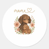 Süße Dachshund-Mama zum Muttertag Runder Aufkleber (Vorderseite)
