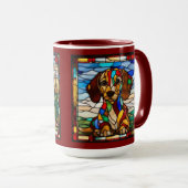 Süße Dachshund-Regenbogen-Kaffeetasse Tasse (VorderseiteRechts)