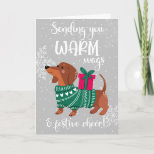 Süße Dachshund-Weihnachtskarte "Warme Schwänze & F Karte