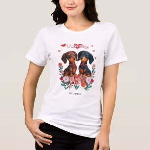 Süße Dachshunde Liebhaber-Herzen Valentinstag Tri-Blend Shirt