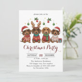 Süße Dackel-Hunde Weihnachtsfeier Einladung (Stehend Vorderseite)