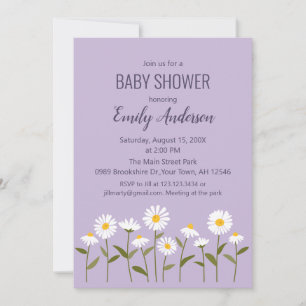 Süße Daisy-Baby-Party-Einladung in Lila Einladung