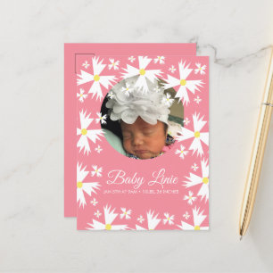 Süße Daisy-Blumen-Rahmen-Foto-Baby Ankündigungspostkarte