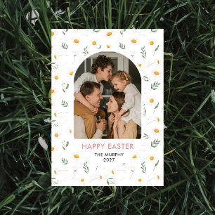 Süße Daisy-Bogen-Familien-Osterfoto Feiertagskarte