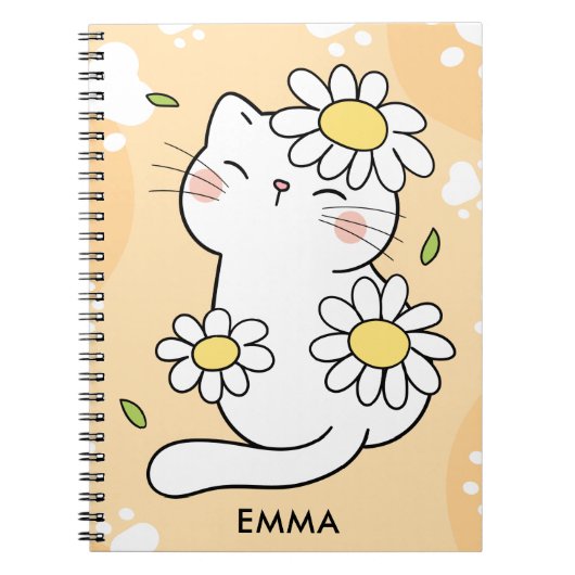 Süße Daisy-Katze Cartoon individuell Notizblock (Vorderseite)