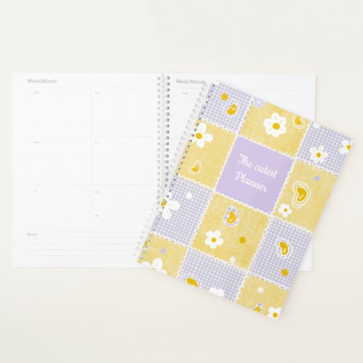 Süße Daisy-Patchwork-Ästhetik Gingham Personalisie Planer (Anzeige)