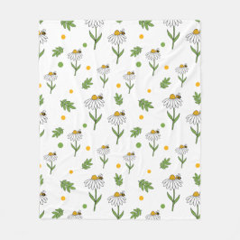 Süße Daisy- und Bienen-Nahtlos-Muster Fleecedecke