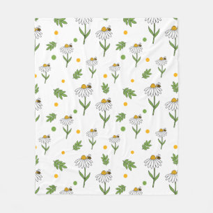 Süße Daisy- und Bienen-Nahtlos-Muster Fleecedecke