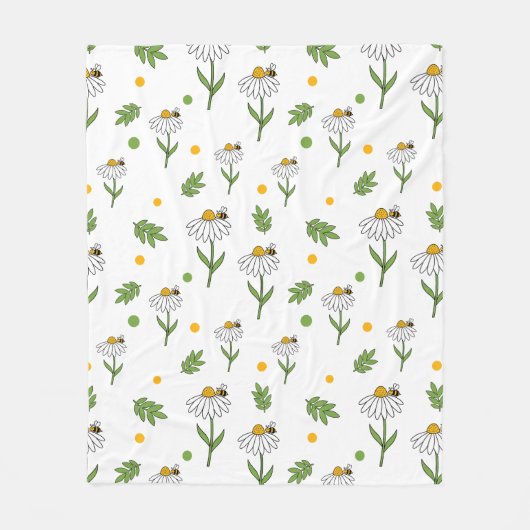 Süße Daisy- und Bienen-Nahtlos-Muster Fleecedecke (Vorderseite)