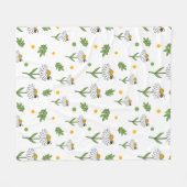Süße Daisy- und Bienen-Nahtlos-Muster Fleecedecke (Vorderseite (Horizontal))