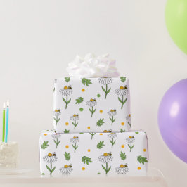 Süße Daisy- und Bienen-Nahtlos-Muster Geschenkpapier