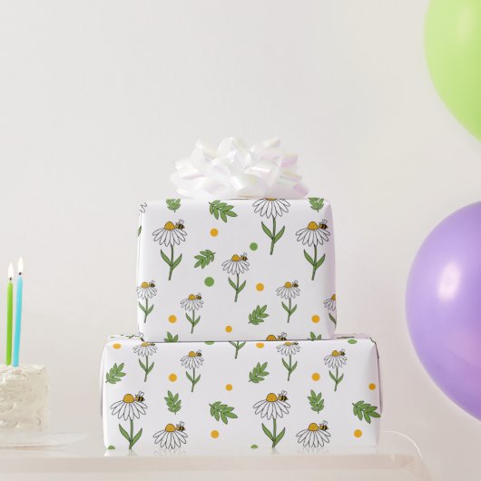 Süße Daisy- und Bienen-Nahtlos-Muster Geschenkpapier (Partygeschenke)