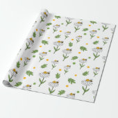 Süße Daisy- und Bienen-Nahtlos-Muster Geschenkpapier (Ungerollt)