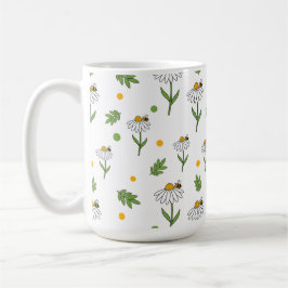 Süße Daisy- und Bienen-Nahtlos-Muster Kaffeetasse