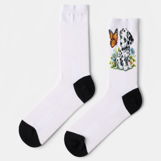 Süße Dalmatiner/Schmetterlingsfreunde Socken (Linkes Detail)