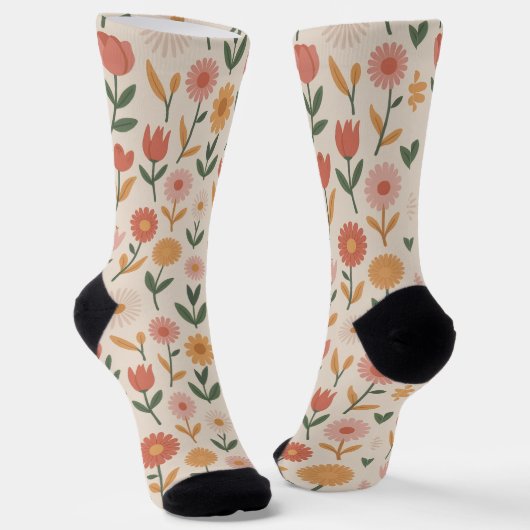 Süße Damen-Blumencrewsocken Socken (Gewinkelt)
