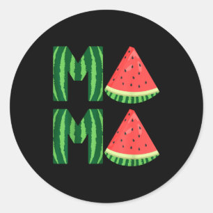 Süße Damen Wassermelone Mama Vintage Sommer Frucht Runder Aufkleber