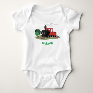 Süße Dampflokomotiven-Cartoon-Illustration Baby Strampler