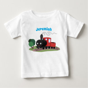 Süße Dampflokomotiven-Cartoon-Illustration Baby T-shirt