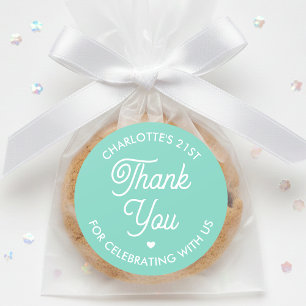 Süße Danke Geburtstag Name jedes Alter Mint Modern Runder Aufkleber