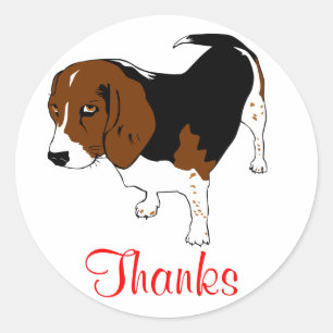 Süße Danke-Vielmals-Beagle-Welpen-Hund-Gruß-Aufkle Runder Aufkleber