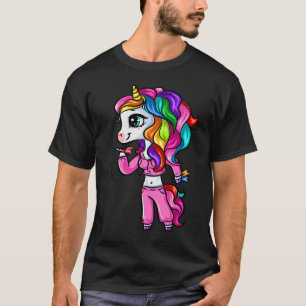 Süße Dartsspielerin Einhorn Mädchen Lustige Darts  T-Shirt