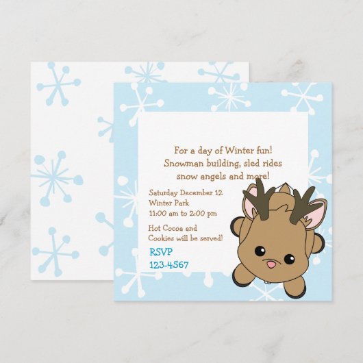 Süsse Deer Einladung (Vorne/Hinten)