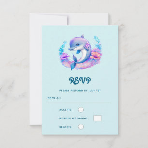 Süße Delfin-Meereskreatur-Hochzeit RSVP Karte