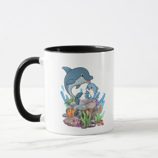 Süße Delfin-Mutter-und-Baby-Kaffeetasse Tasse