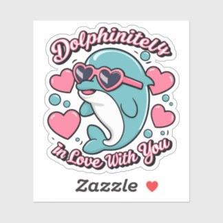 Süße Delfin-Wortspiele Delfinitiv In Liebe Mit Dir Aufkleber