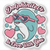 Süße Delfin-Wortspiele Delfinitiv In Liebe Mit Dir Aufkleber (Vorderseite)