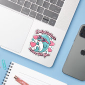 Süße Delfin-Wortspiele Delfinitiv In Liebe Mit Dir Aufkleber (Laptop mit iPhone)