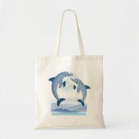 Süße Delphin-Wasserfarbe-Tasche | Ozeanleben Leinw