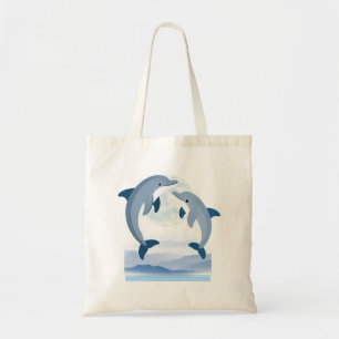Süße Delphin-Wasserfarbe-Tasche   Ozeanleben Leinw Tragetasche