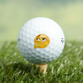 Süße Denk-Emoji lustige schielende Gesichts-Golfbä Golfball