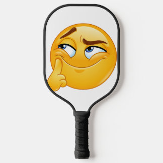 Süße Denkende Emoji Lustige Schmunzelnde Gesicht G Pickleball Schläger
