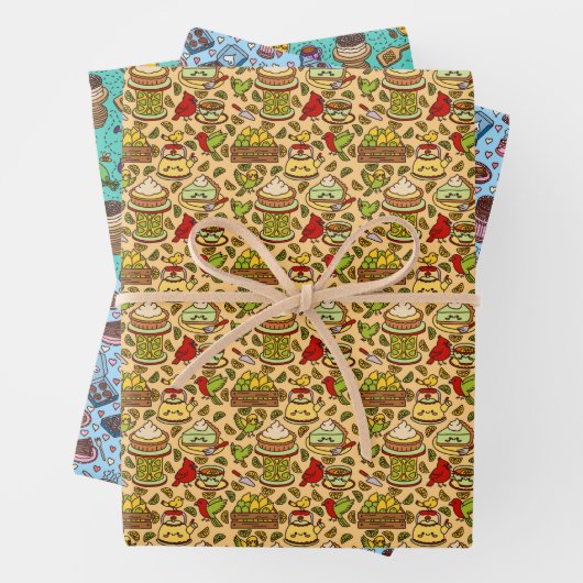 Süße dessertinspirierte Muster für Geschenkpapier Set (Beispiel)